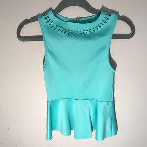 Turquoise peplum top